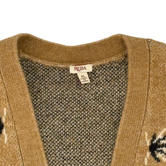 Reba Equestrian Horse Knit Cardigan Sweater Women’s Sz XL Tan Western Ranchwear - Picture 4 of 5